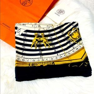 HERMES VINTAGE  Scarf Dies et horse Silk Sun Black Carre🧣💯 Authentic